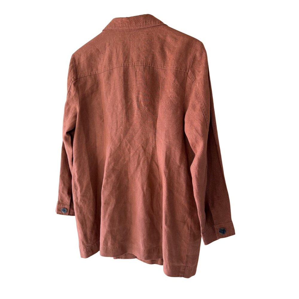 J. Jill Love Womens Size Medium Rust Brown Linen Light Jacket /Shacket Casual - Picture 2 of 7